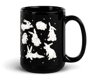 Cute Funny Mystical Paranormal Ghost Bunny Rabbit Boop Halloween Coffee Mug | Kawaii Halloween Bunny Parent Rabbit Lover Barware Decor Gift