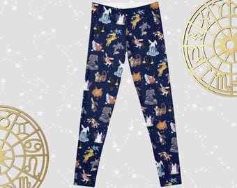 Jugend Mädchen Häschen Sternzeichen Leggings | Kaninchen-Liebhaber-Geschenk für Kinder | Witchy Himmlische niedliche Häschen Sportlich Mädchen Leggings Bekleidung