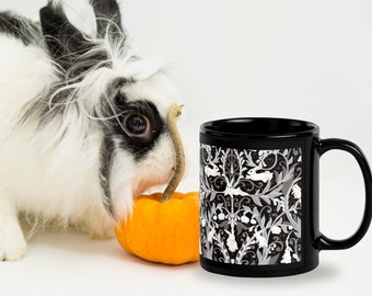 Gothic Ghost Pipe Bunny Rabbit Dark Cottagecore Floral Witchy Halloween Coffee Mug |Cute Witchy Gothic Homeware |Bunny Mom Rabbit Lover Gift