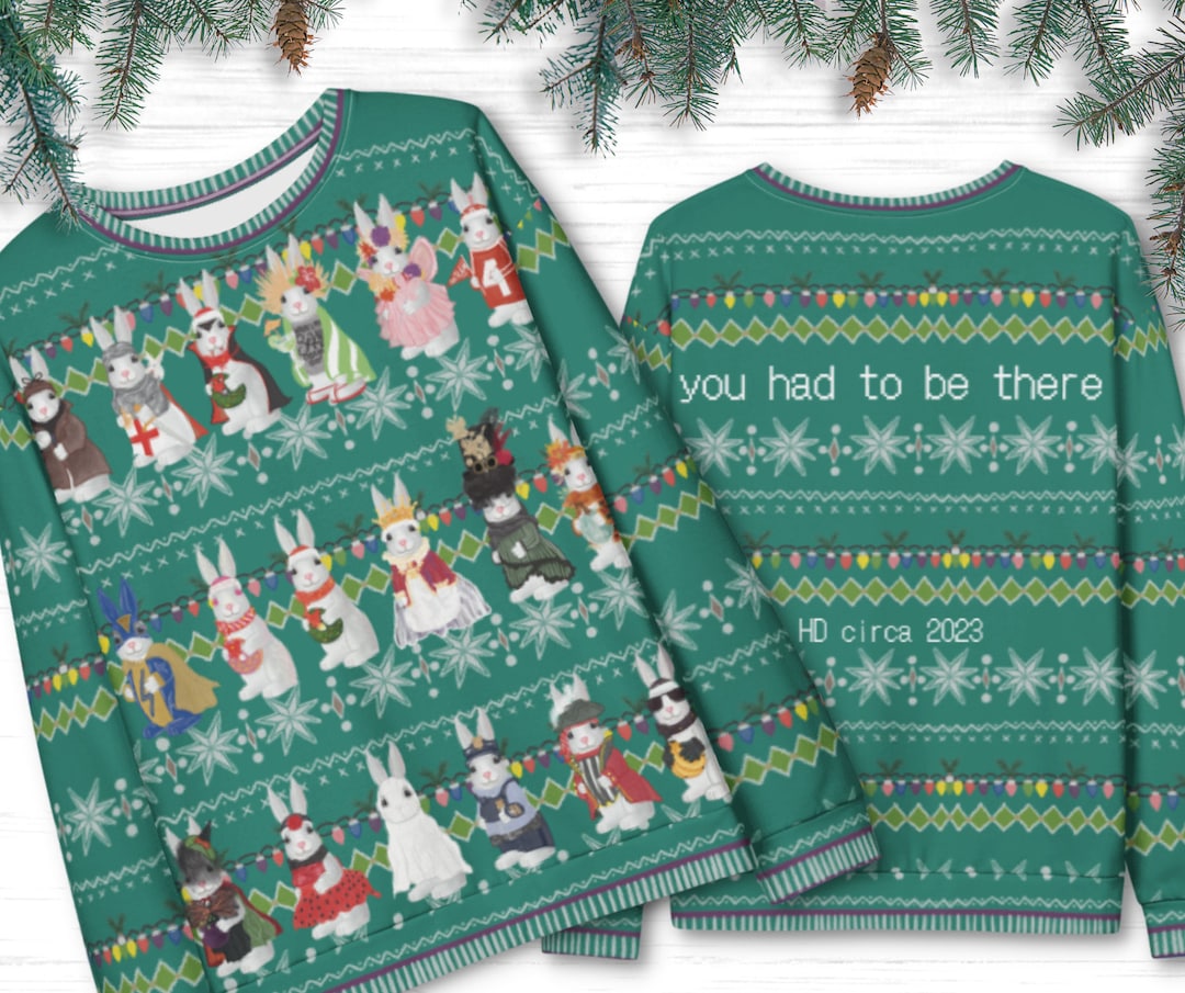 HD Bunny Rabbit Ugly Christmas Sweater bunny Rabbit Unisex Sweatshirt