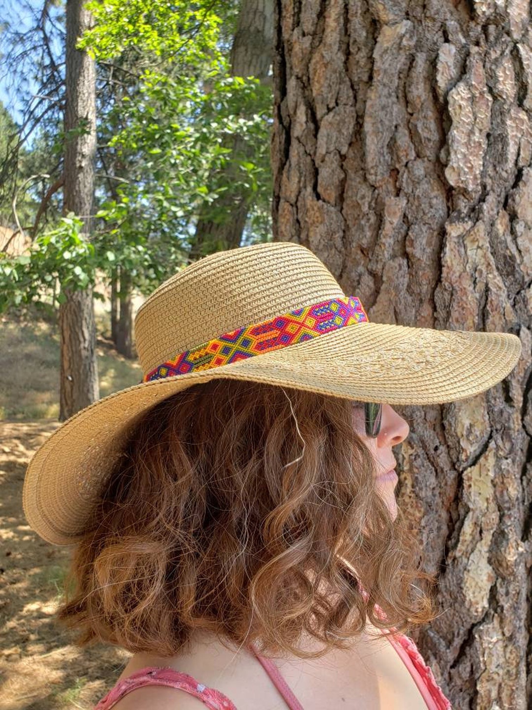 Orange and Red Hat Band for Women, Bohemian Hat Band, Breaded Hat Band