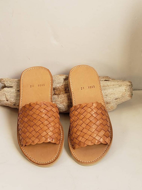 tan weave sandals