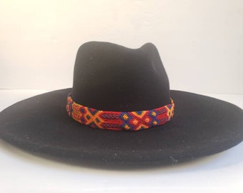 Red Hat band for Women, Bohemian Hat band, Breaded hat band, Beaded Hat Band, Hat band for Western Hats, Music Festival Hat