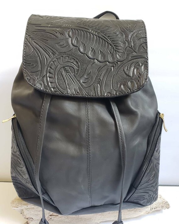 hand tooled leather backpack
