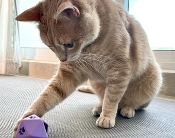 Dados D20 para premios de gatos: Juguete dispensador de comida interactivo - Tres tamaños de agujeros