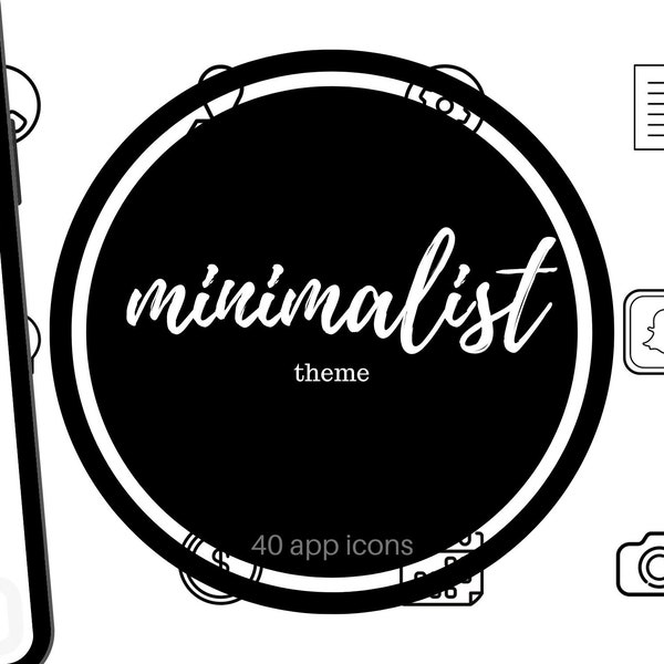 Minimalist Theme | iOS 14 App Icons | iOS 14 Custom Icon Pack | Icon Covers | 40 Pack