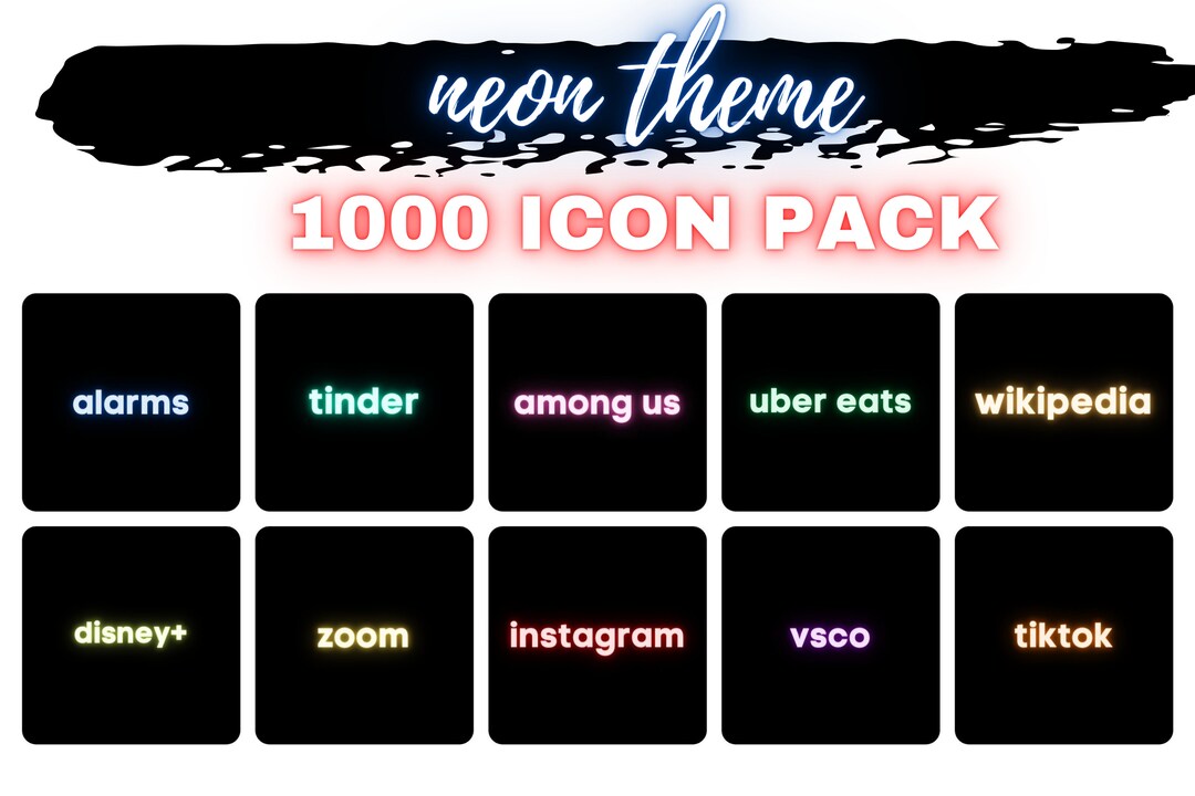 1000 NEON App Icons | Ios 14 App Icons | Ios 14 Custom Icon Pack | Icon ...