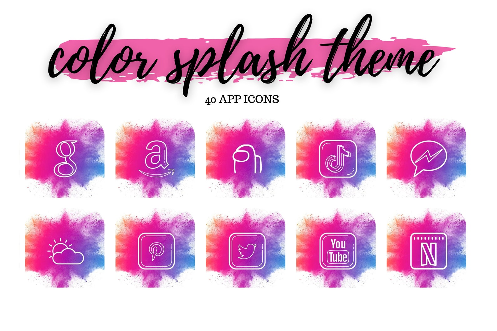 Color Splash Theme Ios 14 App Icons Ios 14 Custom Icon Etsy
