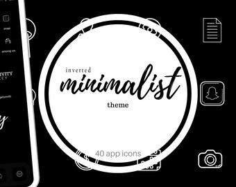 Umgekehrtes Minimalistisches Thema | iOS 14 App Icons | iOS 14 Custom Icon Pack | Icon Cover | 40er Packung