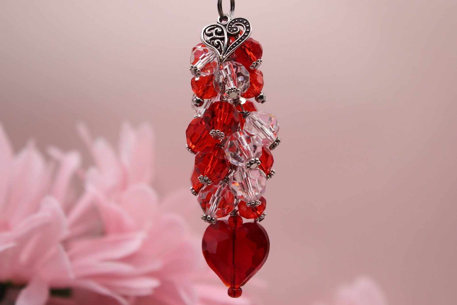 Heart Purse Dangle Red Purse Charm Beaded Clip for Purses Etsy