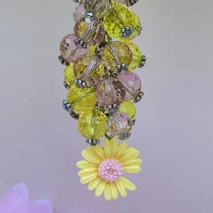 Bag Charm, Flower Purse Dangle, Spring Purse Charm, Beaded Clip For Purses, Handbags, Pocketbooks, Backpacks, Car Mirrors, Keychains