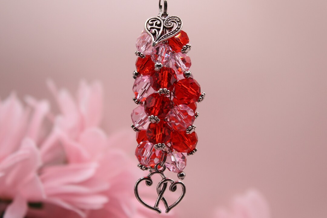 Heart Purse Dangle Valentines Day Purse Charm Beaded Clip Etsy