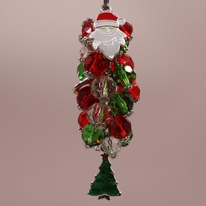 Christmas Purse Dangle, Holiday Purse Charm, Bag Charm, Beaded Clip For Purses, Handbags, Pocketbooks, Backpacks, Car Mirrors, Keychains