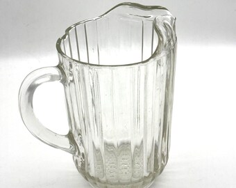 Vintage Depression Glass Pitcher Clear with Spout and Handle Serveware Drinkware