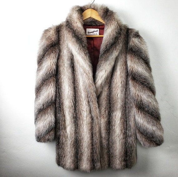 Vintage Donnybrook Striated Fur Coat Jacket Size 8