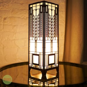 Frank Lloyd Wright Inspired Table Lamp, Prairie Style, Light Box
