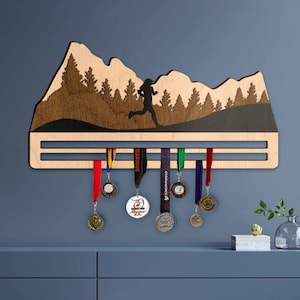 Running medal holder, Mountain medal holder, Triathlon medal display,Race medal hanger,Racing medal rack,Sport medal holder,Medal wall shelf