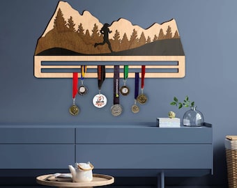 Wooden medal holder, Marathon medal rack, Runner medal hanger, Running medal display, Medal hanger display, Race medal holder, Medal rack