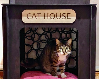 Maison d'extérieur pour chat, abri en bois géant, maison pour chat personnalisée en bois, chats d'intérieur, petite grotte, maison pour animaux de compagnie, cages en bois pour petits animaux de compagnie, meubles
