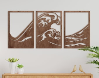 Big wave art, Wave wall decor, Wave wood cutout, Ocean wood wall art, Sea wood decor, Wave panel, Coastal wood wall art, Beachy wall art