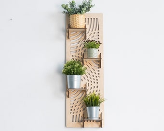 Étagère murale géométrique, Étagères pour plantes en bois, Étagère murale pour plantes, Présentoir de plantes succulentes, Grandes étagères flottantes, Support mural pour plantes