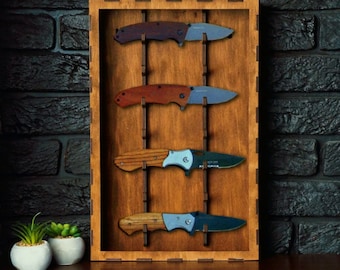 Pocket knife display shelf, Knife storage wood, Knife display cabinet, Wall mounted knife shelf, Knife stand, Folding knife shelf,Knife rack