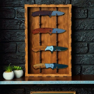 Knife collection box, Pocket knife display shelf, Display shelf with glass doors, Knife stand, Knife display case, Knife storage wood