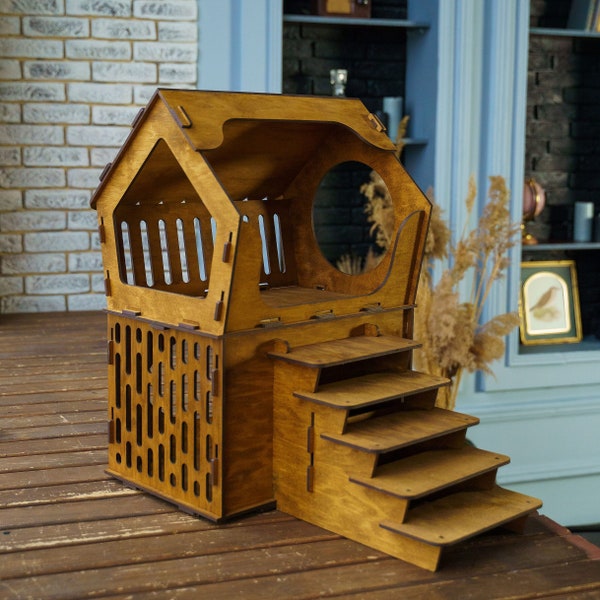 Extra large cat house, Wooden cat house outdoor, Cat castle tower, Cat bed house, Pet furniture, Cat house with stairs, Cat house wooden