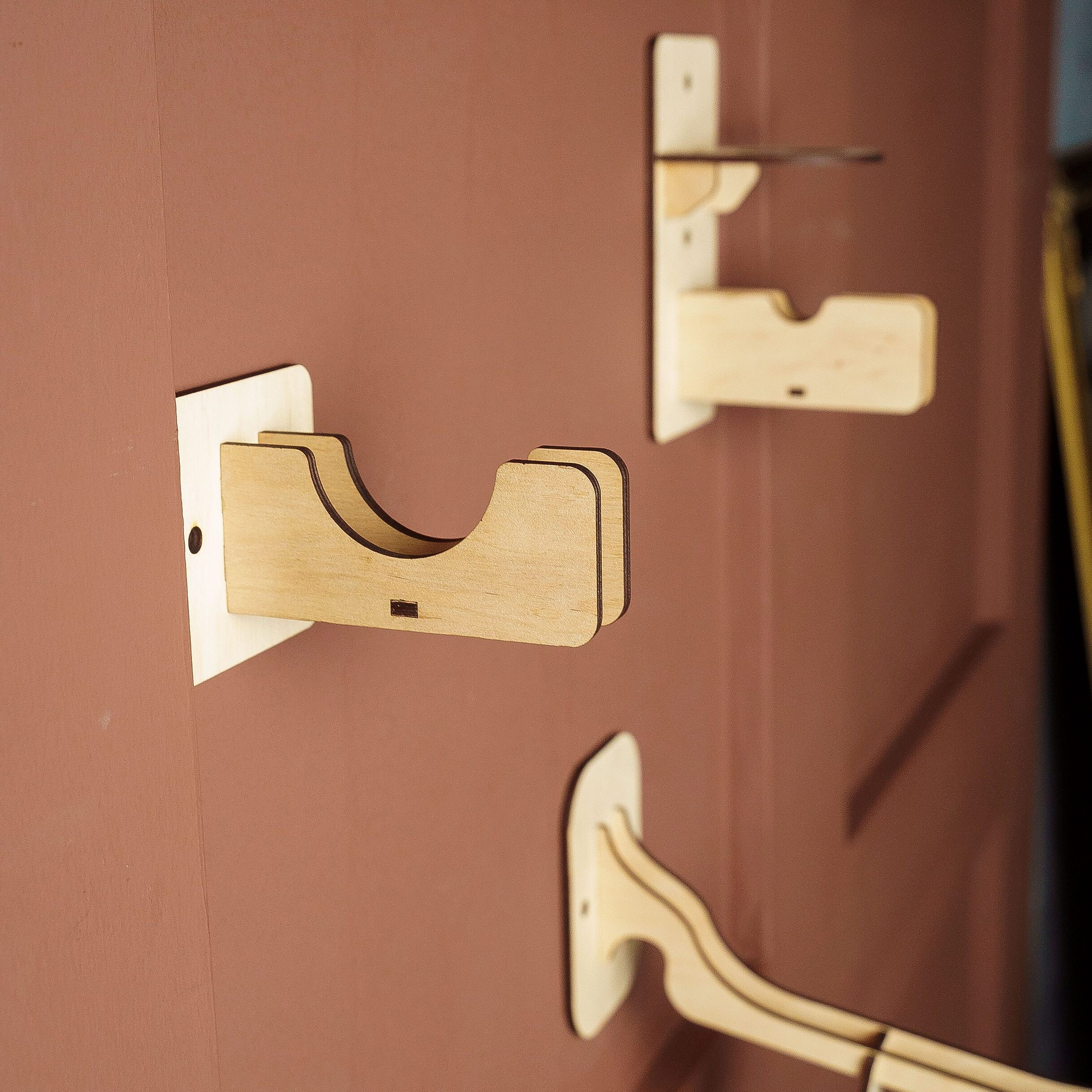 Supporto Per Mazze Da Baseball In Legno - 1 Paio Per Parete - Espositore Nero - Foto 14