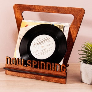 Wood vinyl record holder, Now spinning display, Now playing record stand, Album display, Vinyl record storage stand, Now spinning wood