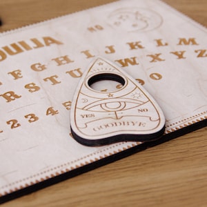 Wood ouija board, Wooden spirit board,  Engraved Ouija Board, Talking board, Ouija board with planchette, Spirit ouija board, Answers board