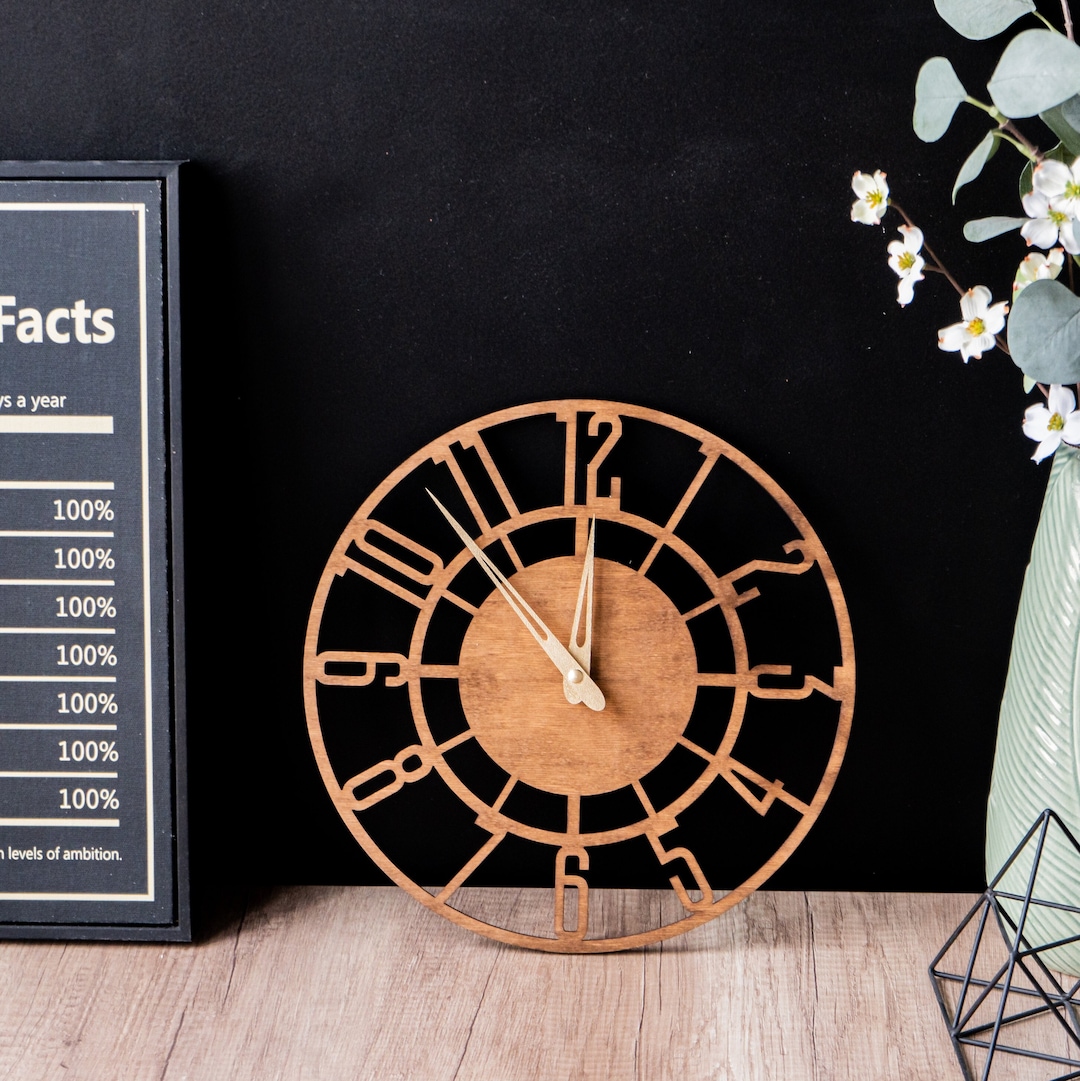 Modern Wooden Wall Clock With Numbers, Arabic Numbers Clock, Minimalist ...