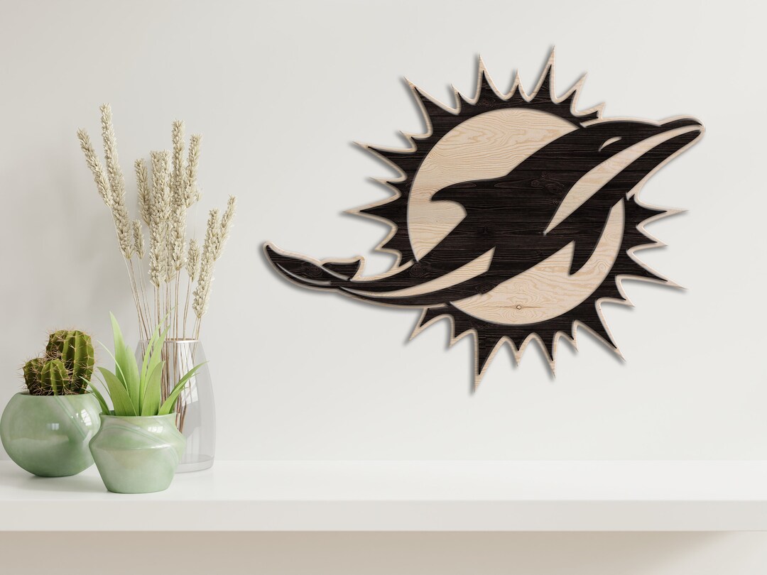 Miami Dolphins Wall Art Dolphin Wall Decor Football Wood Etsy