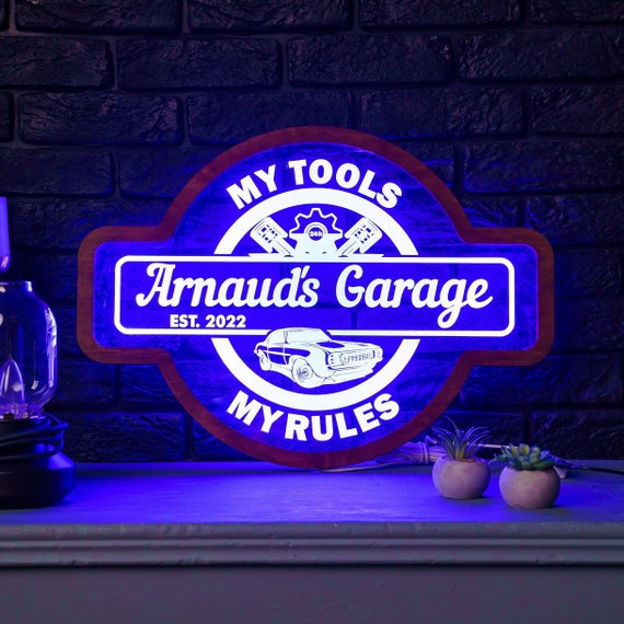 Personalized neon garage sign, Custom garage neon sign, Custom garage name sign, Garage sign for men, Dad garage sign, Garage wall decor