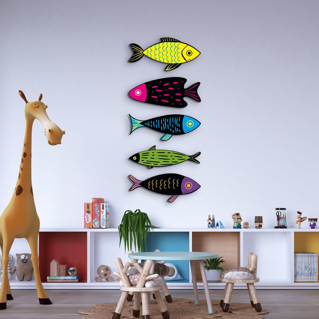 Tropical Fish Wall Art Tropical Fish Decor Wooden Fish Wall Etsy