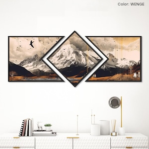 Mountain wall art print, Mountain art sign, Mountain scene wall art, 3 piece wall art, Mountain landscape wall art, Triptych mountain