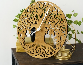 Tree of life wall clock, Wall clock tree of life, Tree wall clock, Wood wall clock non ticking, Wood tree clock, Wood wall clock large