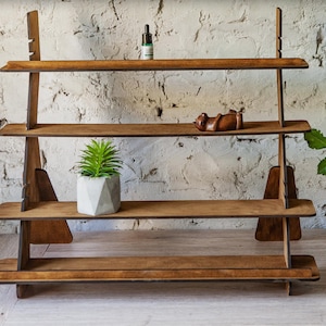 Expositor de mesa portátil de madera para venta minorista, con 3 escalones, ideal para ferias de artesanía, mercados agrícolas y ferias comerciales. Sin necesidad de montaje.