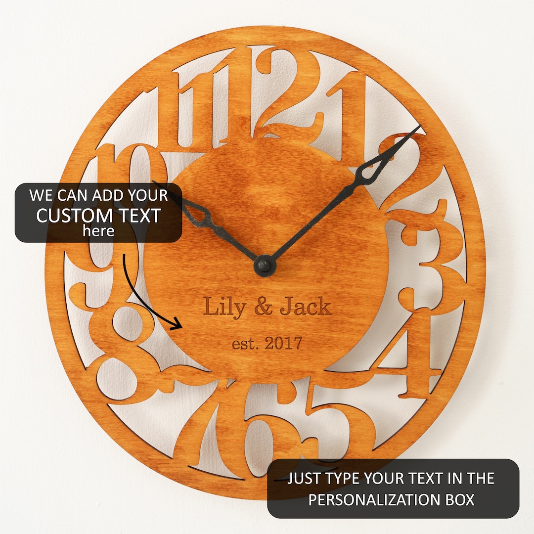Personalized Wood Wall Clock Custom Wood Clock Wall Clock Etsy