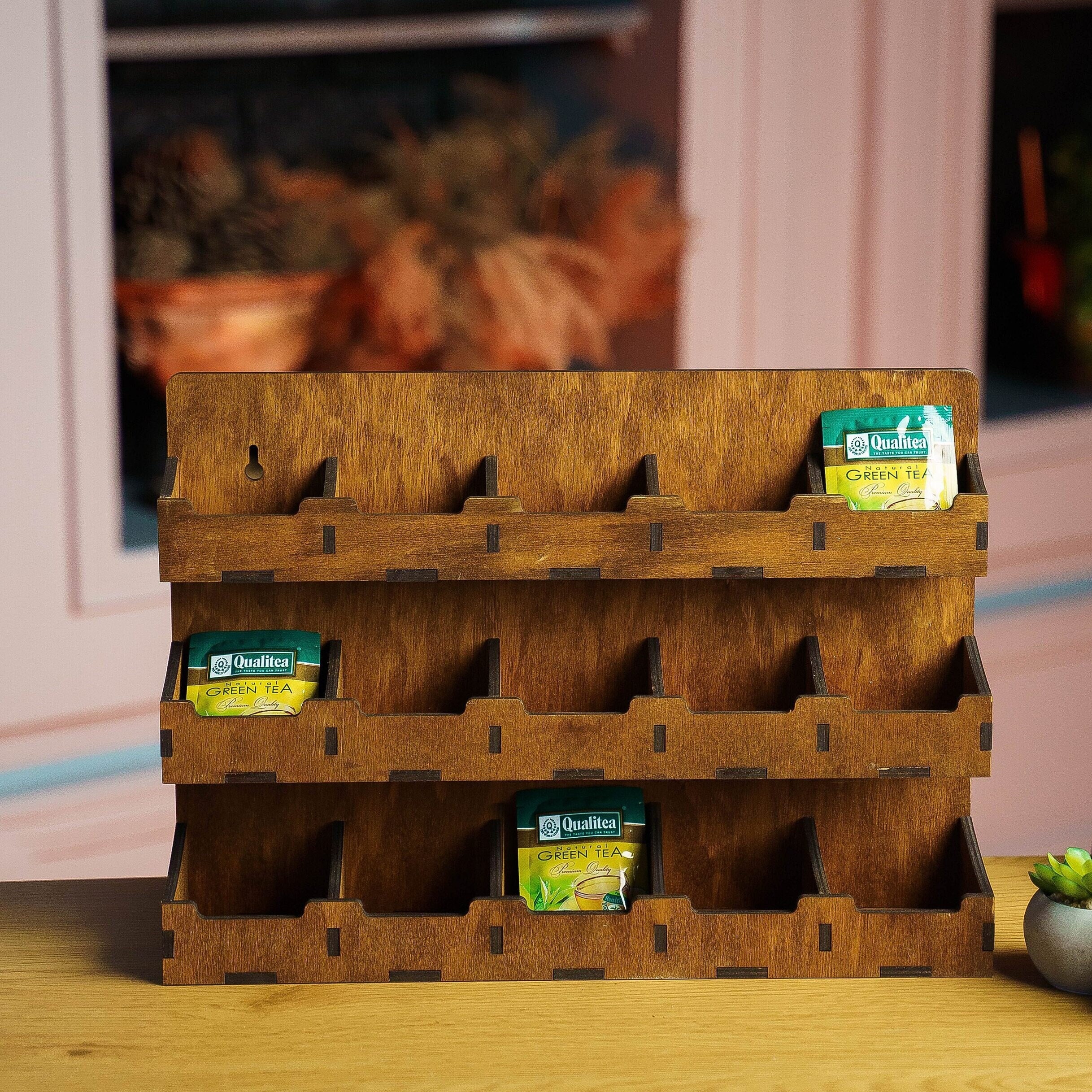Organiseur à Thé 3 étages En Bois - Range 180 Sachets De Thé Ou Café
