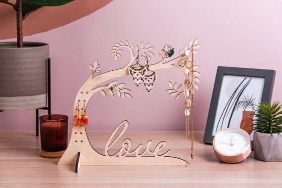 Produktbild von Schmuckständer Mit Zweig, Baum Mit Schmuckhalter - Baum-Design Für Halskette Und Ohrringe | Armbandhalter, Organizer Und Schmuckaufbewahrung, Wandmontage, Multifunktional, Für Wohnzimmer