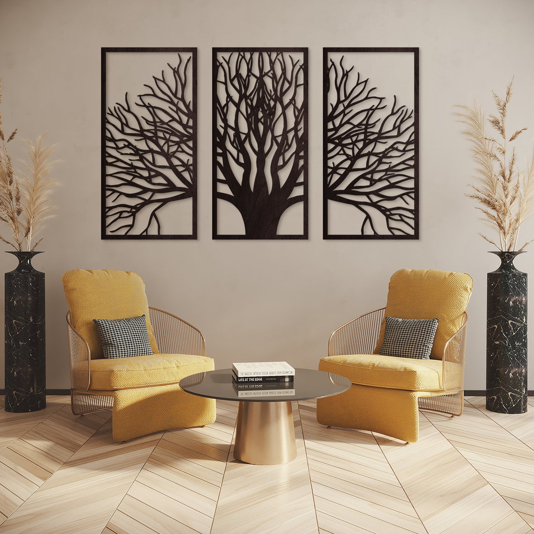 Tree Wood Wall Art Living Room Wooden Wall Art Tree Panel - Etsy
