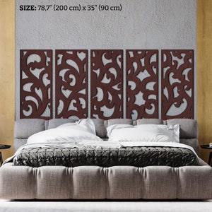 Moroccan headboard, Bohemian headboard, Above over the bed, Above bed wall art, Moroccan wood panel, Wood headboard queen, Carved wood panel