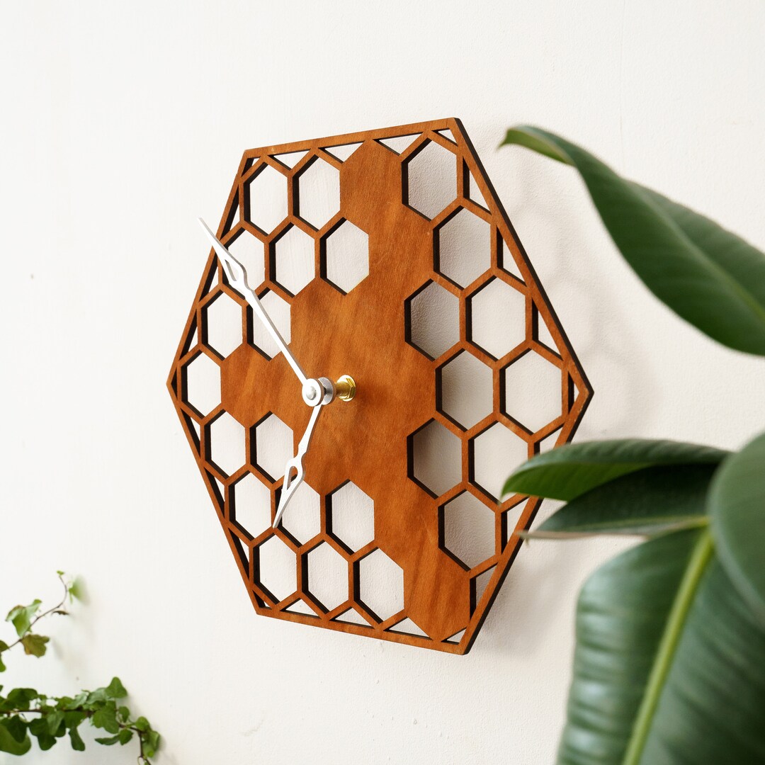 Wooden Wall Clock, Hexagon Clock, Wall Decor, Clock