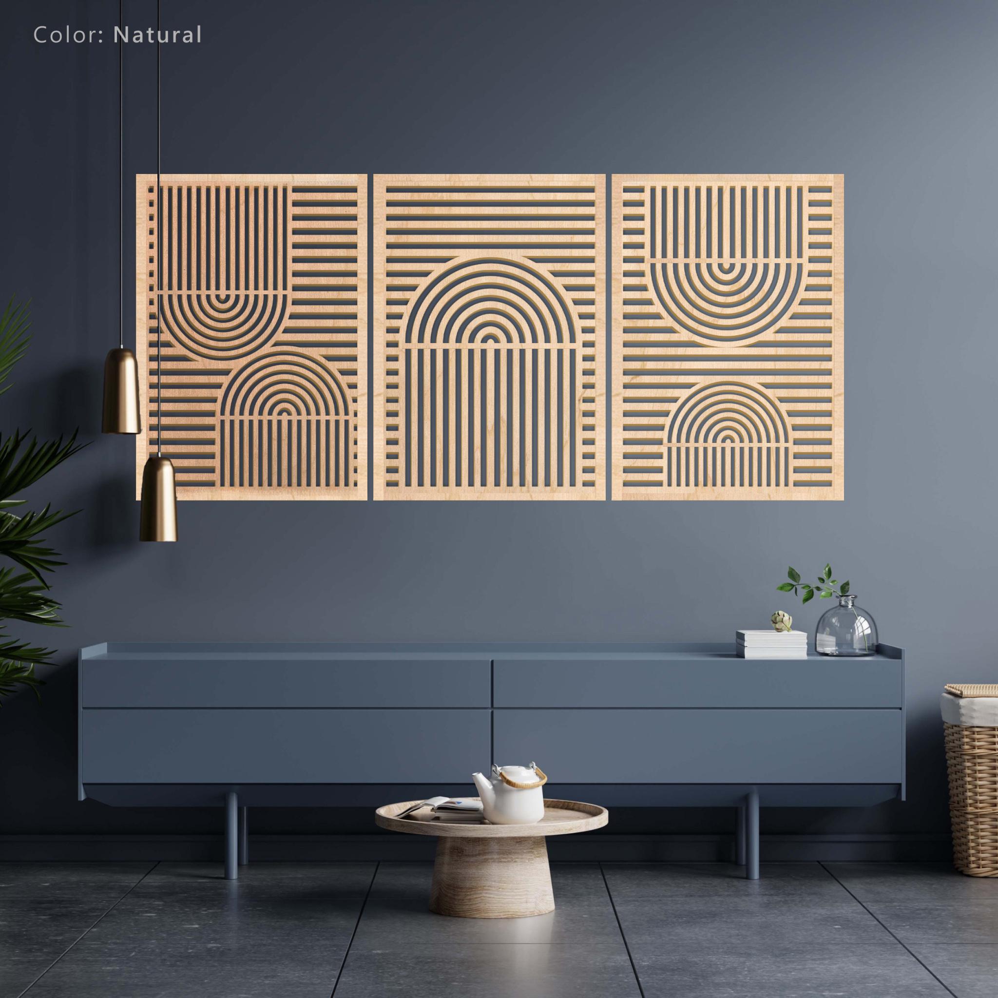 Boho Wood Wall Art Large, Abstract Wooden Wall Art, Modern Wood Wall ...