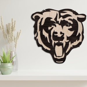 Fußball-Holzschild, Sport-Holzlogo, Bärenholzwandkunst, Fußball-Wanddekor, Sportschild, Fußballgeschenke