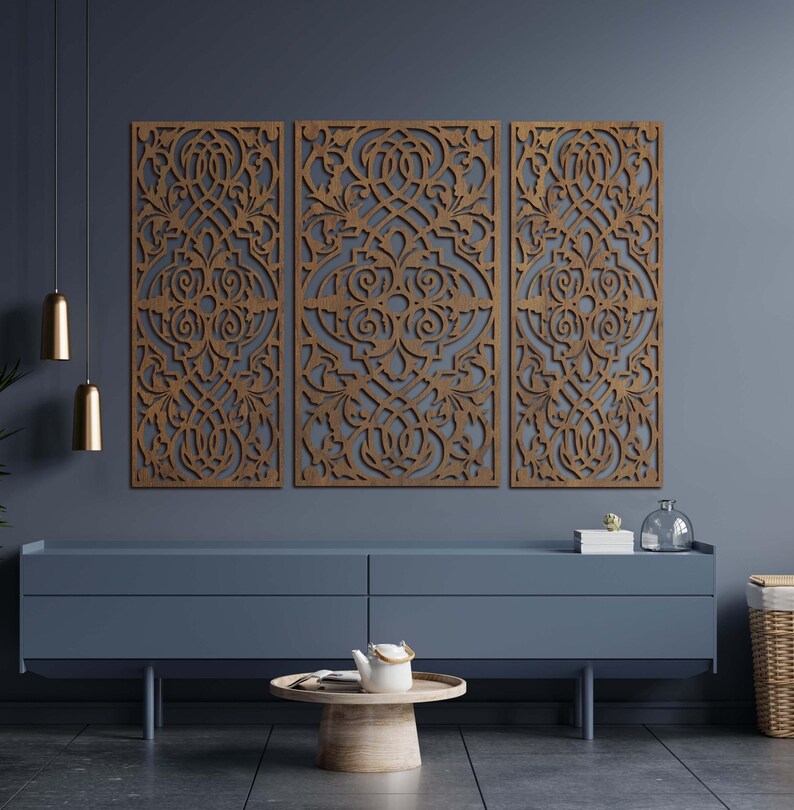 Moroccan Wood Panel, Carved Wood Panel Wall, Moroccan Wall Art, Lattice ...