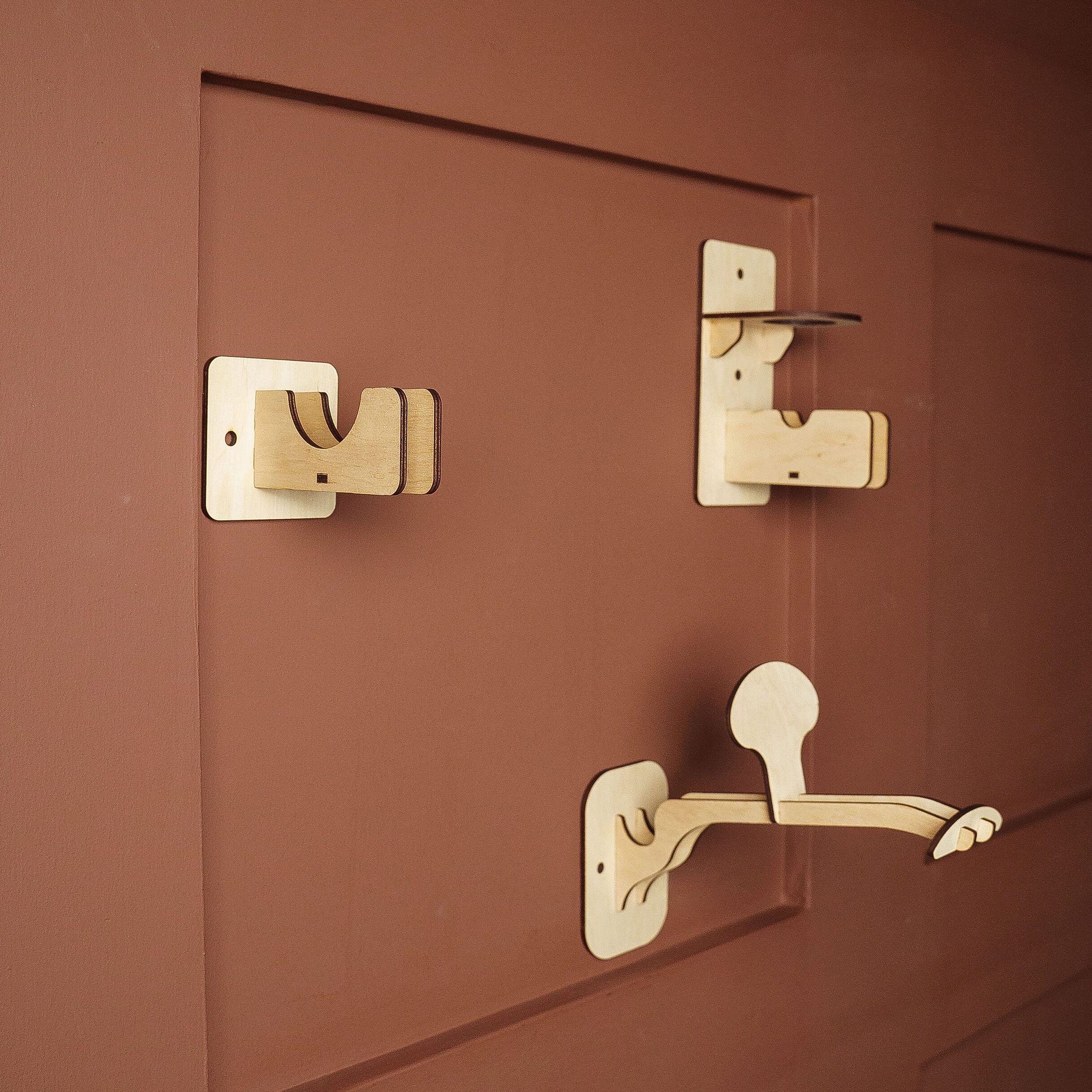 Supporto Per Mazze Da Baseball In Legno - 1 Paio Per Parete - Espositore Nero - Foto 10