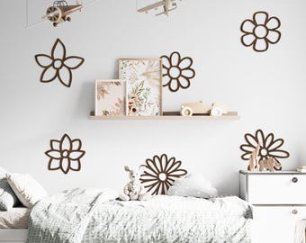 Daisy wall art rustic, Daisy wood cutouts, Daisy nursery wall decor, Floral nursery wall decor, Wood flower cutout wall hanging