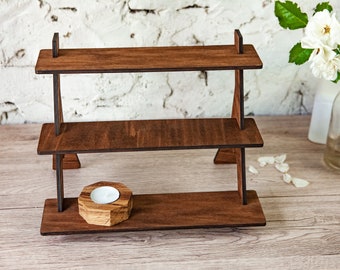 Craft Shows Stand Farmers Markets Trade Shows Wooden Portable Retail Table Display Stand Countertop 3 Step Riser Storage